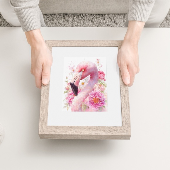 Watercolor Flamingo Wall Art Print, Unframed - Vibrant Tropical Elegance - Picture 6 of 7